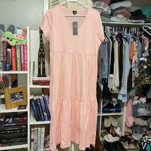 Pink flowy midi dress